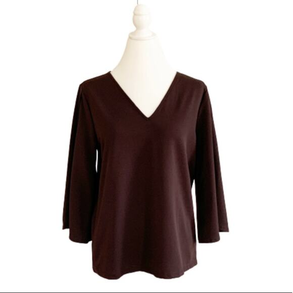 Ann Taylor Factory Top Tunic Brown V-Neck Tulip 3/4 Sleeve Top Size Medium NEW - Picture 11 of 11